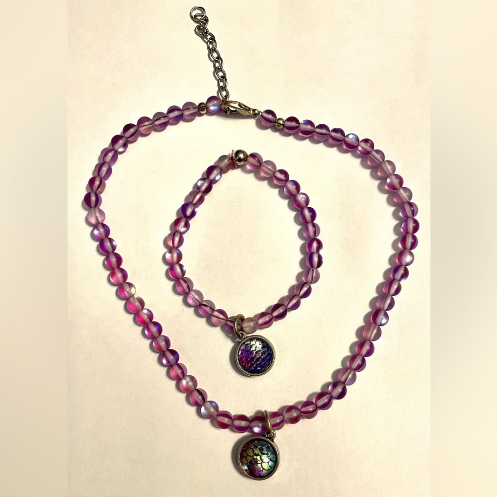 The Original Mermaid Company Purple Glass Necklace & Bracelet